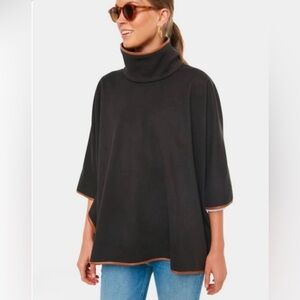Tuckernuck Piper Poncho - leather trim / funnel neck